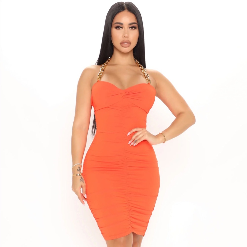 Fashion Nova Orange Baby Come Back Mini Dress
